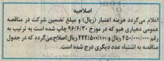 اصلاحیه مناقصه عمومی,مناقصه آسفالت ریزی سطح معابر و خیابان های روستا