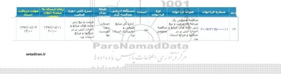مناقصه ، مناقصه عمومی یک مرحله ای مرمت و تیغ زنی جاده های مراتع احداث 