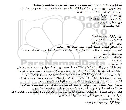 مناقصه ,مناقصه تهیه مصالح و نیرو رسانی به محل آب 