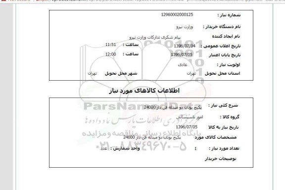 استعلام, استعلام پکیج بوتان دو مبدله فن دار 24000
