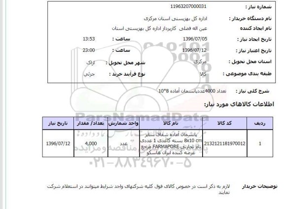 استعلام , استعلام پانسمان آماده شفاف