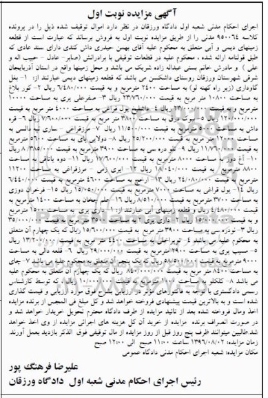مزایده,مزایده قطعه زمینهای دیمی
