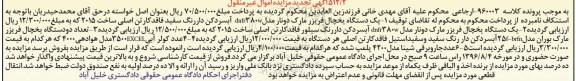 آگهی مزایده ,مزایده یک دستگاه یخچال فریزر و ...