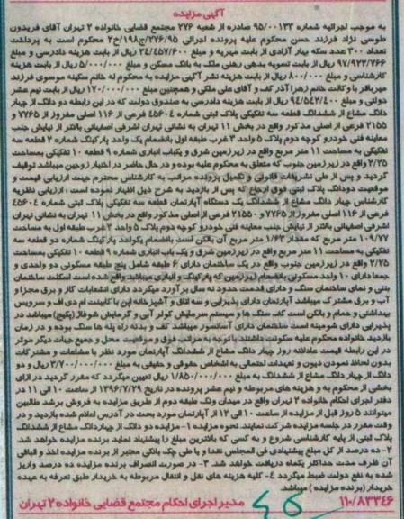 مزایده,مزایده دو دانگ از 4 دانگ مشاع از قطعه سه تفکیکی