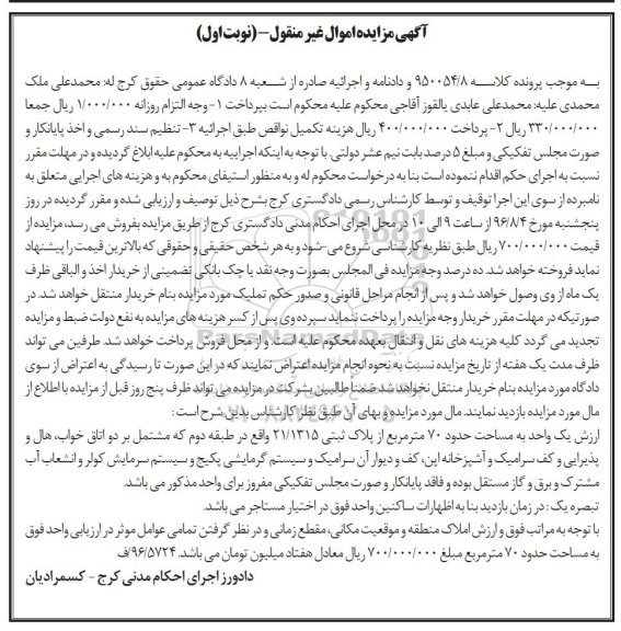 مزایده,مزمزایده یک واحد مساحت 70 متر دو خوابه