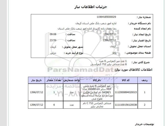 استعلام , استعلام میز کنفرانس 