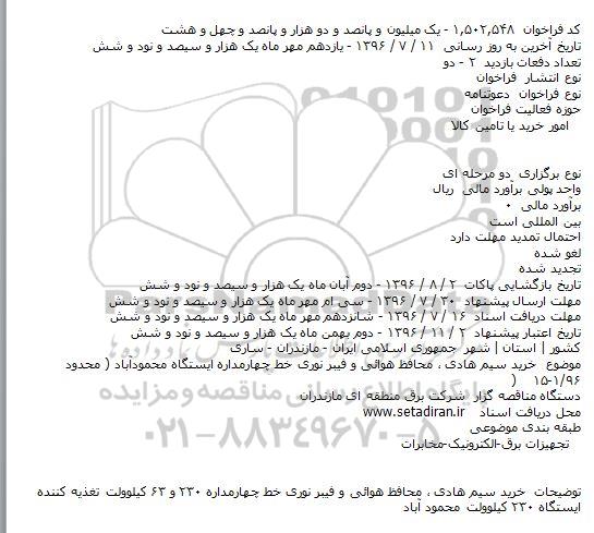 دعوتنامه خرید سیم هادی