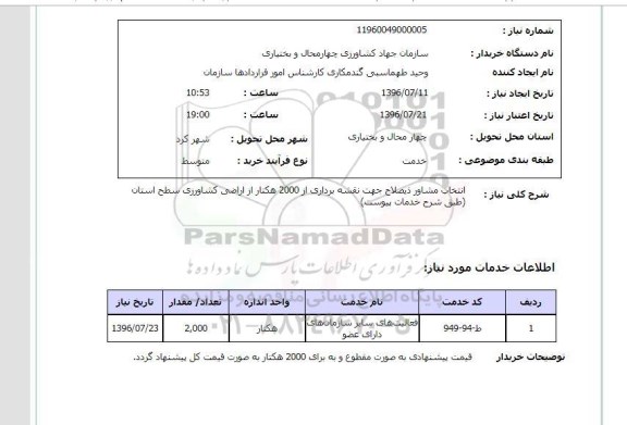 استعلام انتخاب مشاور ذیصلاح جهت نقشه برداری