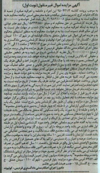 مزایده,مزایده یکباب مجتمع مسکونی آپارتمانی در 5 طبقه