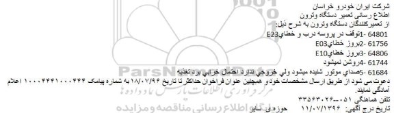 آگهی مناقصه مناقصه تعمیر دستگاه وترون