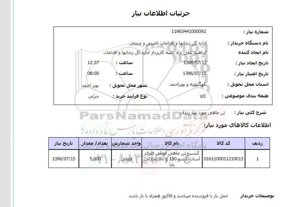 استعلام,استعلام تن ماهی, 