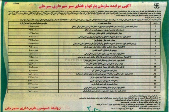 آگهی مزایده, مزایده تعدادی از بیلبوردهای تبلیغاتی سطح شهر