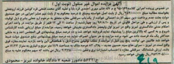 مزایده,مزایده سرقفلی مغازه عرصه 11.9متر