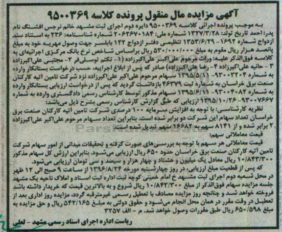مزایده , مزایده 16682 سهم
