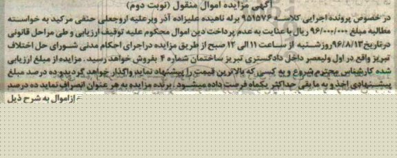 مزایده  , مزایده یک دستگاه سواری سمند سفید روغنی - نوبت دوم 