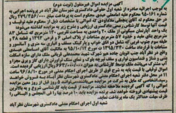 مزایده,مزایده آپارتمان مسکونی از ملک بیست واحدی