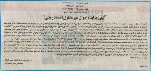 مزایده,مزایده ششدانگ منزل مسکونی مشتمل بر دو طبقه
