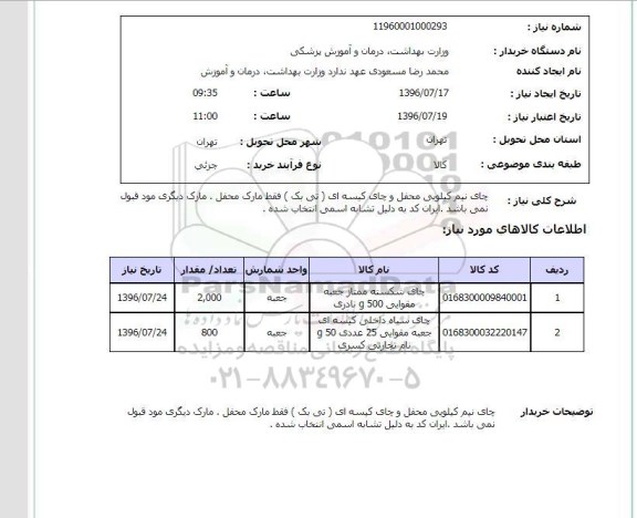 استعلام ، استعلام چای نیم کیلویی محفل و چای کیسه ای