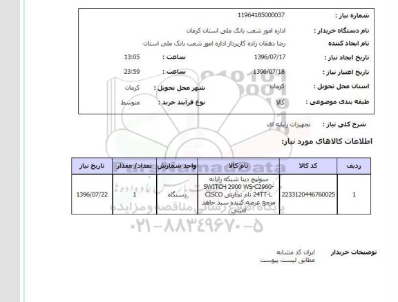 استعلام,استعلام سوئیچ دیتا شبکه 