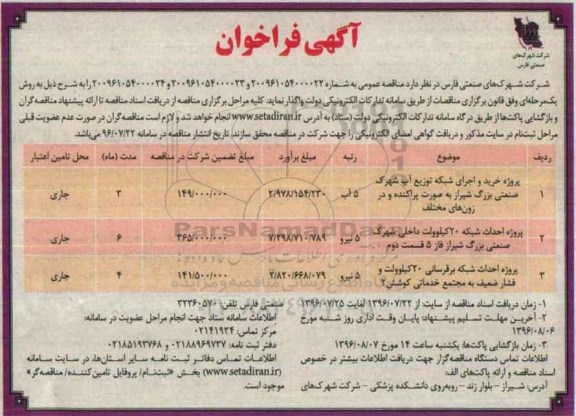 آگهی فراخوان , فراخوان پروژه خرید و اجرای شبکه توزیع آب ...