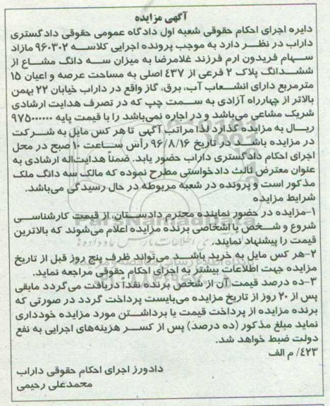 مزایده,مزایده پلاک دو فرعی از 437 اصلی 15متر