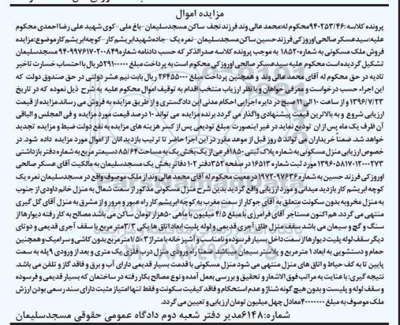 مزایده,مزایده منزل مسکونی مساحت 85.64متر 
