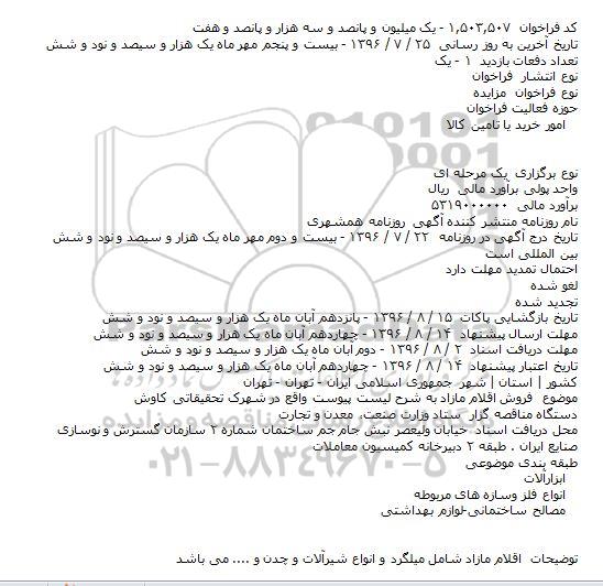 مزایده ,مزایده فروش اقلام مازاد