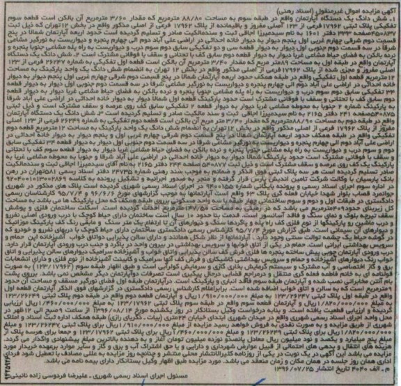 مزایده,مزایده اموال غیرمنقول شامل آپارتمان