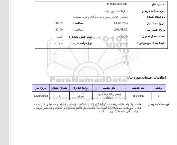 استعلام, استعلام تعمیر رایانه و تجهیزات ارتباطی	