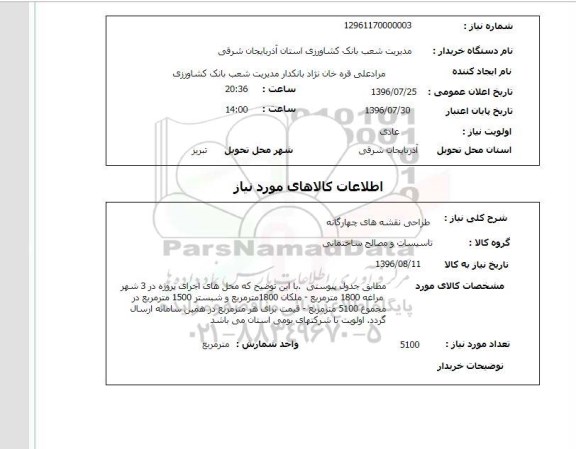 استعلام , استعلام طراحی نقشه های چهارگانه