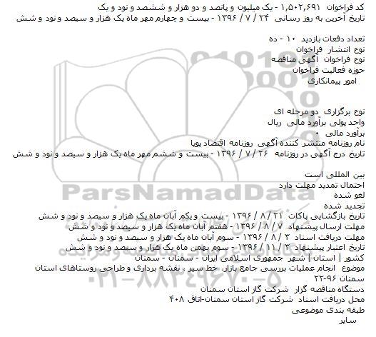 مناقصه , مناقصه انجام عملیات بررسی جامع بازار، خط سیر ، نقشه برداری ..