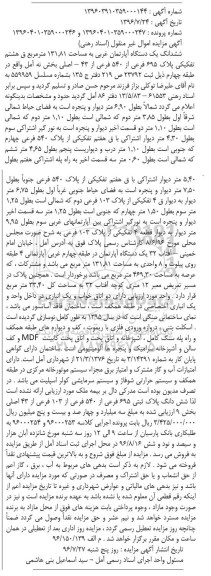 مزایده,مزایده ششدانگ اپارتمان مساحت131.81متر
