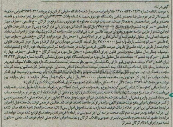 مزایده, مزایده یکدستگاه خودروی سمند