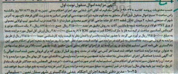 مزایده,مزایده 25 عدد درب آسانسور