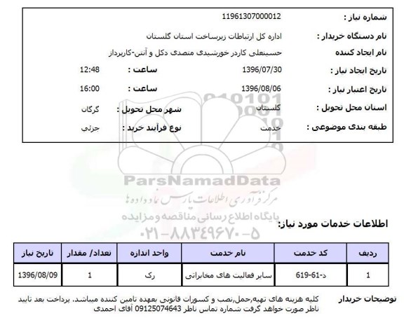 استعلام, استعلام سایر فعالیت های مخابراتی 