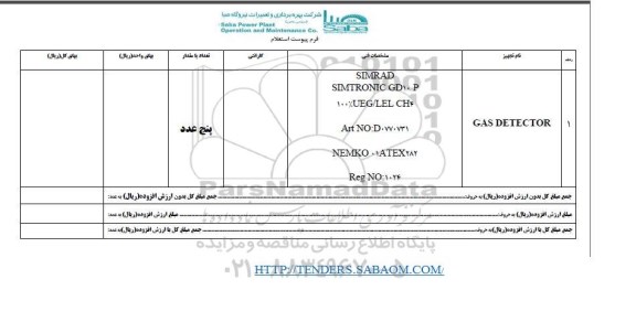استعلام , استعلام ​GAS DETECTOR