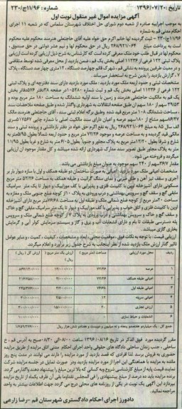مزایده,مزایده ملک مساحت صد و هشتاد متر