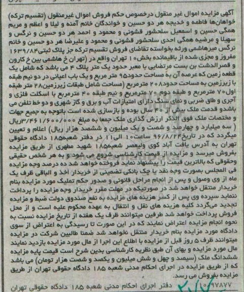 مزایده,مزایده زمین مساحت 95 مترمربع