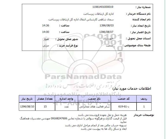 استعلام, استعلام سایر فعالیت های مخابراتی	