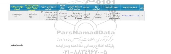 آگهی مناقصه , مناقصه عمومی یک مرحله ای حمل و جایجایی گندم 