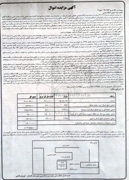 مزایده,مزایده ششدانگ عرصه و اعیان مساحت 280.94متر