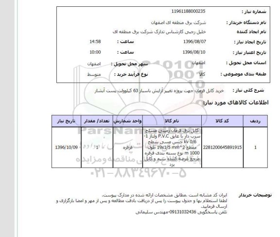 استعلام ,استعلام خرید کابل قرمان ...
