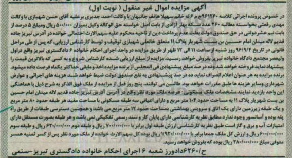 مزایده,مزایده عرصه ملک به مساحت حدود 104 مترمربع