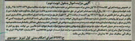 مزایده خودروی mvm تیپ x33- نوبت دوم
