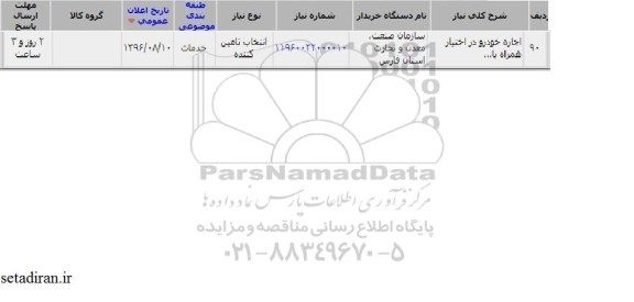 استعلام, استعلام اجاره خودرو در اختیار همراه با ...