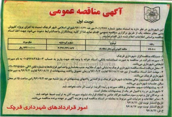 مناقصه ,مناقصه کفپوش بتنی معابر منطقه 