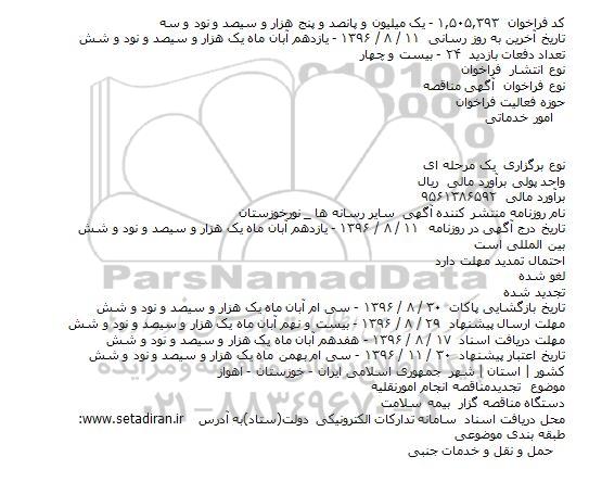 مناقصه, تجدید مناقصه انجام امور نقلیه