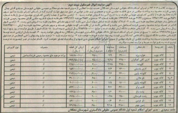مزایده,مزایده اراضی نوبت دوم