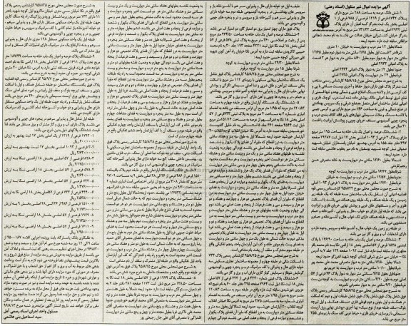 مزایده,مزایده اموال غیرمنقول شامل نه قطعه ملک