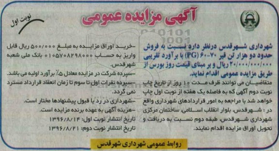 اگهی مزایده , مزایده قیر
